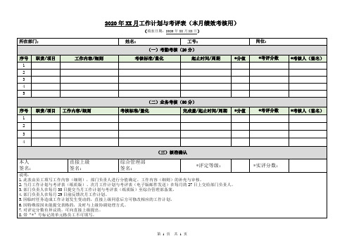 iword【绩效考核】工作计划与考评表