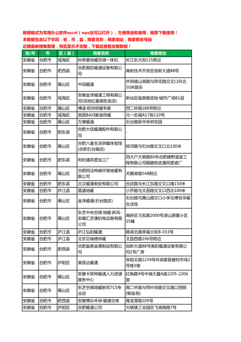 2020新版安徽省合肥市暖通工商企业公司商家名录名单黄页联系电话号码地址大全132家