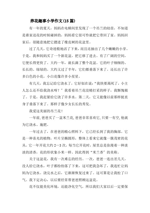 养花趣事小学作文(15篇)精选