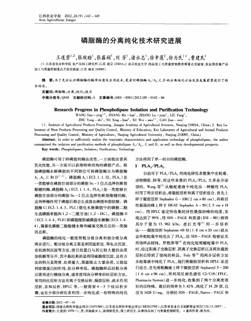 磷脂酶的分离纯化技术研究进展