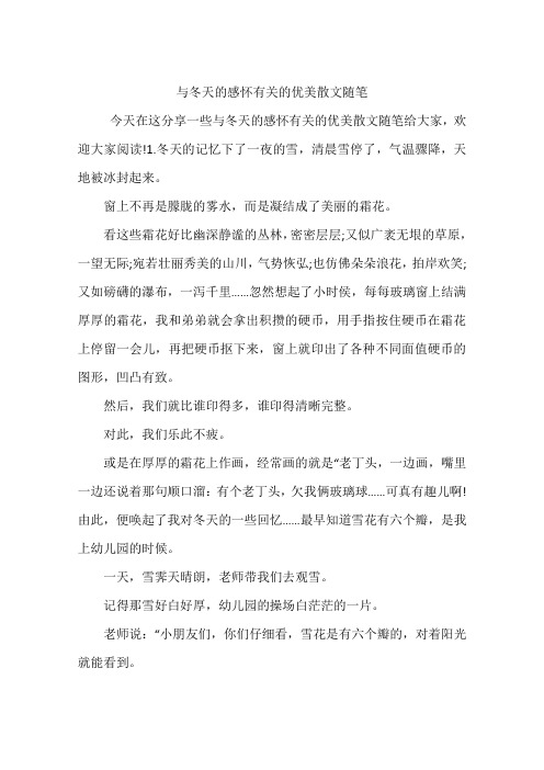 与冬天的感怀有关的优美散文随笔