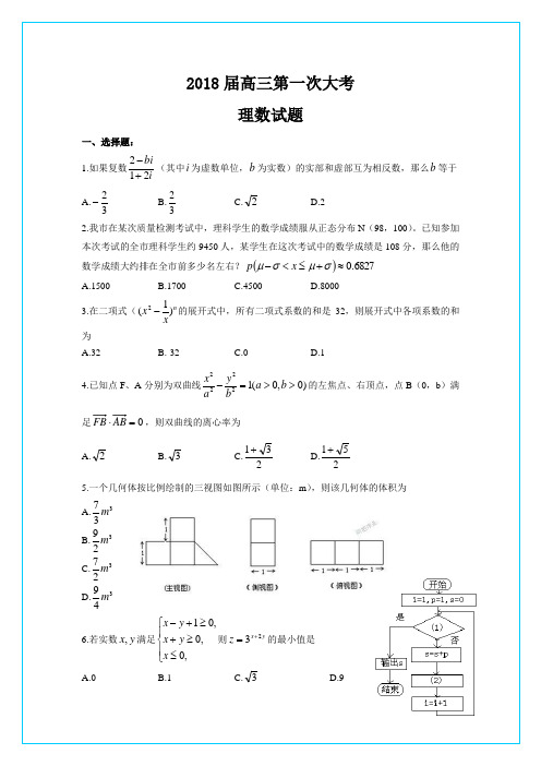 河南省信阳高级中学2016-2017学年高二下学期第一次月考理数试题