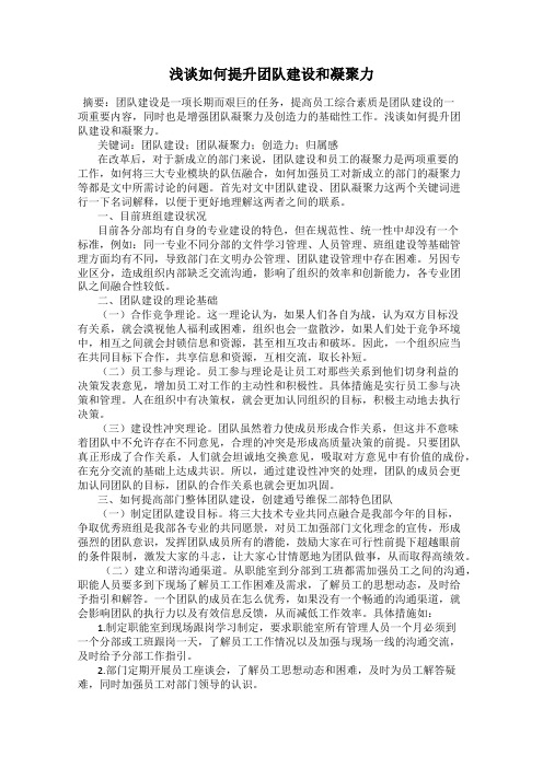 浅谈如何提升团队建设和凝聚力