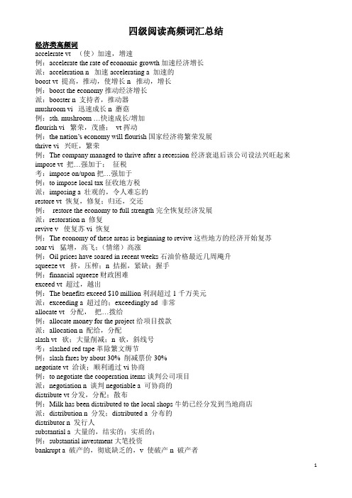 英语四级阅读高频词汇总结