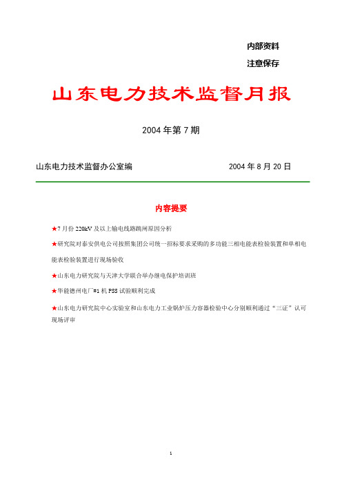 山东电力技术监督月报