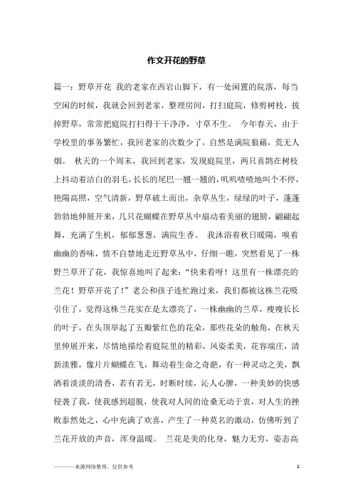 作文开花的野草