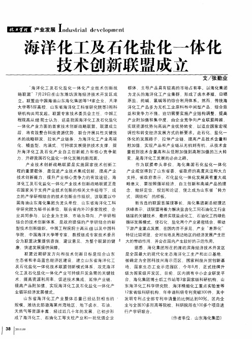 海洋化工及石化盐化一体化技术创新联盟成立