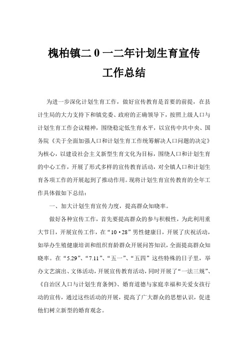 计划生育宣传工作总结