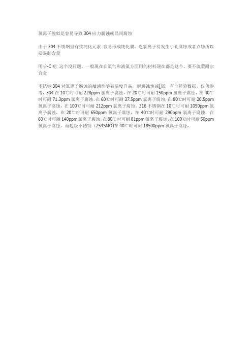 氯离子对304不锈钢应力腐蚀