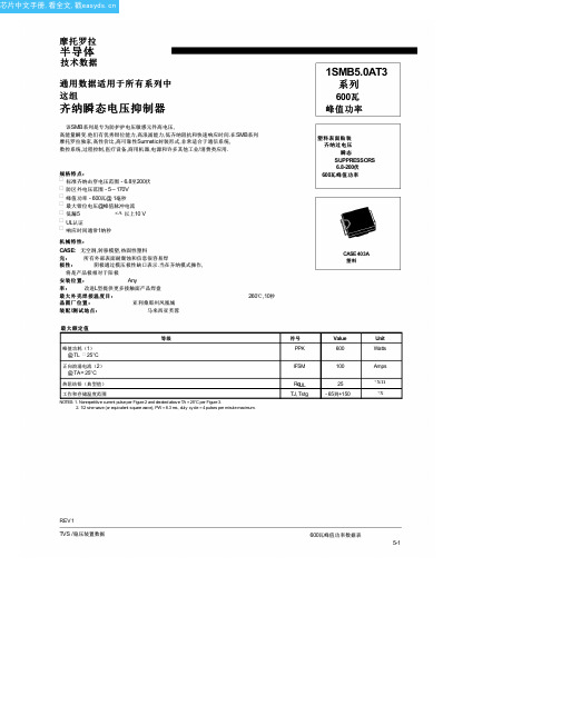 1SMB6.5AT3中文资料(motorola)中文数据手册「EasyDatasheet - 矽搜」