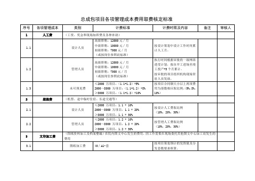 工程项目管理费用核算标准