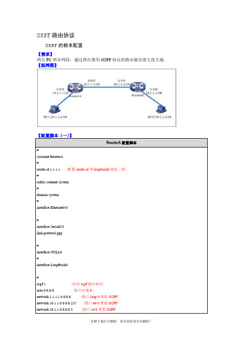 H3C三层交换机OSPF路由协议(H3C网络设备)