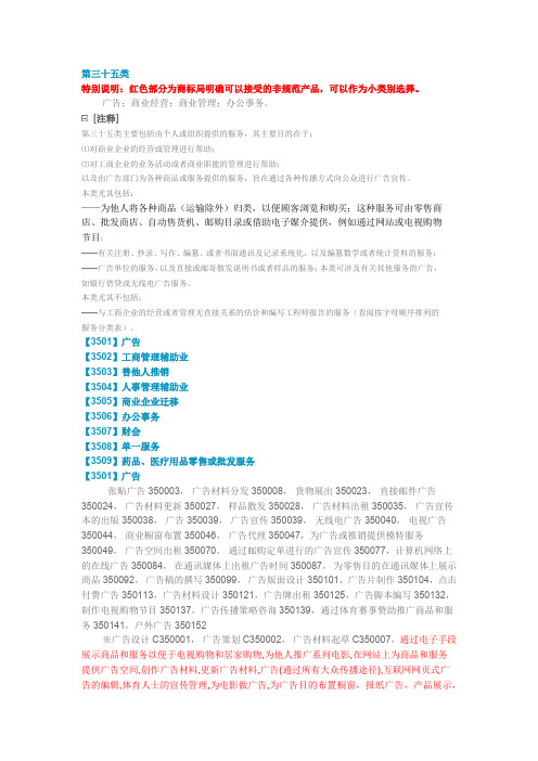 商标第35类明细