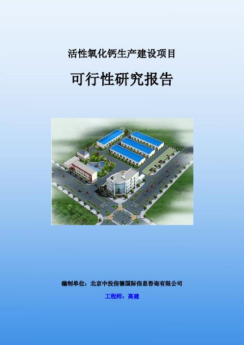 活性氧化钙生产建设项目可行性研究报告