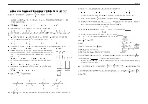 安徽省2019年省级示范高中名校高三联考数 学 试 题(文)