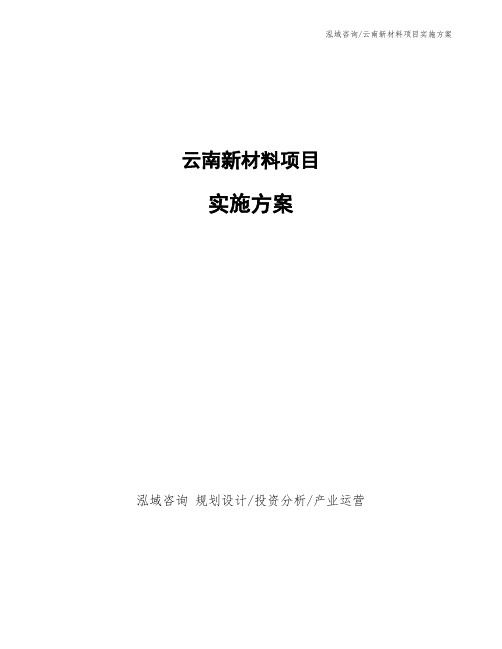 云南新材料项目实施方案