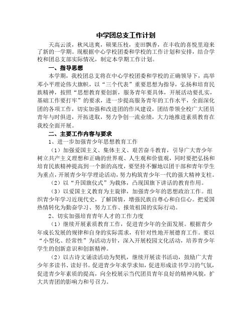 中学团总支工作计划