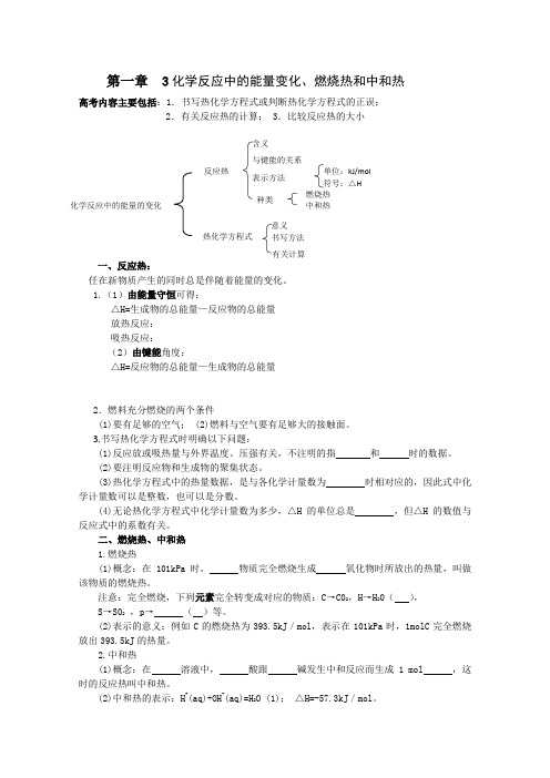 化学反应及其能量高考化学一轮复习 第一章 化学反应及其能量变化  3 化学反应中的能量变化、燃烧热和中和热