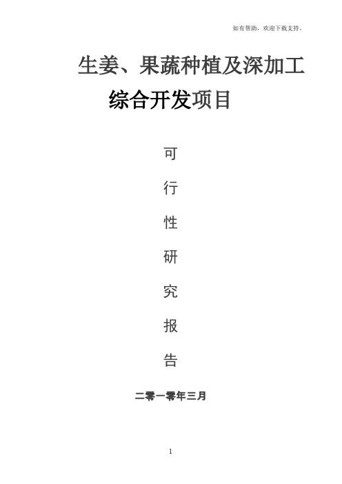 生姜、果蔬种植及深加工可行性研究报告
