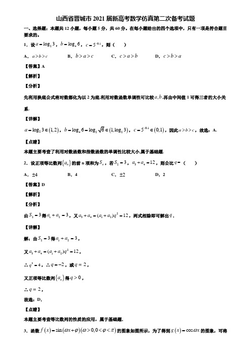 山西省晋城市2021届新高考数学仿真第二次备考试题含解析