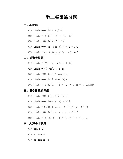 数二极限练习题