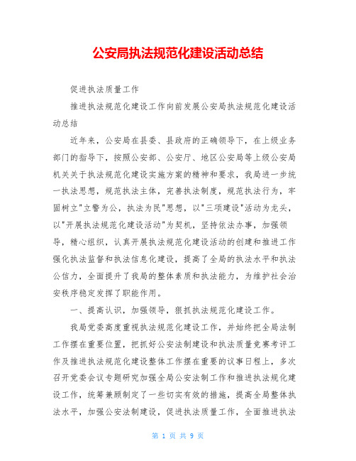 公安局执法规范化建设活动总结
