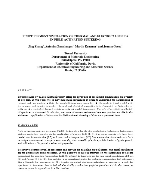 FINITE ELEMENT SIMULATION OF THERMAL AND ELECTRICAL FIELDS