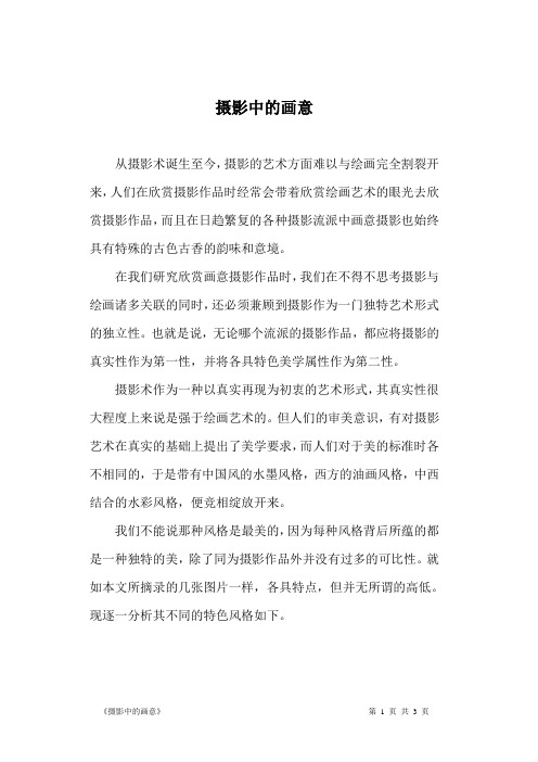 摄影中的画意