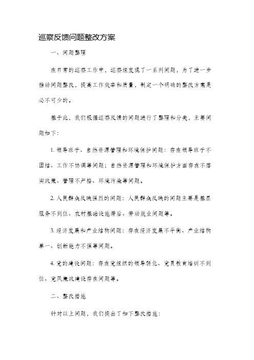 巡察反馈问题整改方案