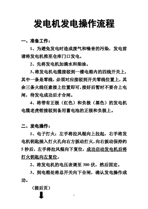 发电机发电操作流程