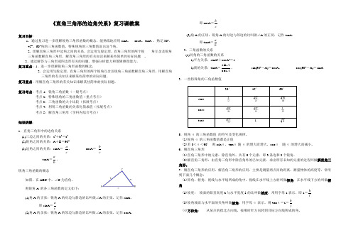 直角三角形的边角关系复习教案