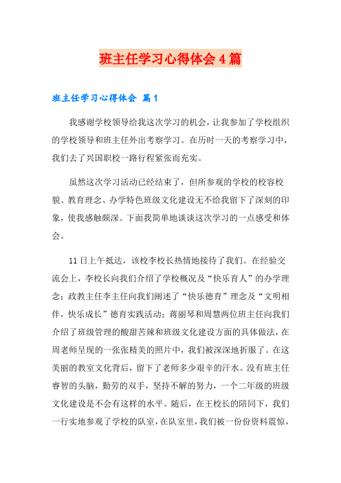 班主任学习心得体会4篇