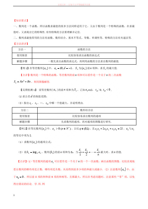 第40讲 数列最值的求法高中数学常见题型解法归纳反馈训练及详细解析 (1)