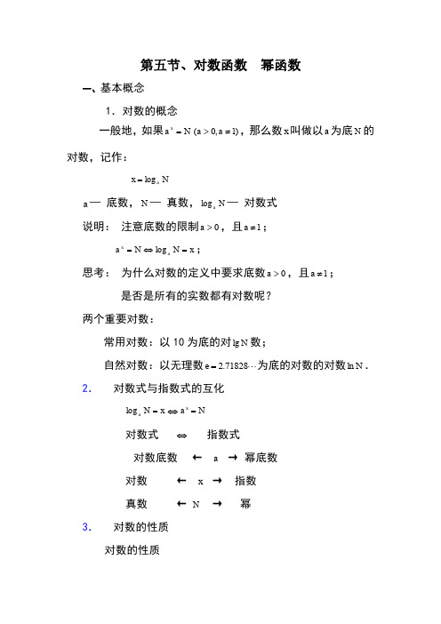 人教版高一数学对数函数讲义