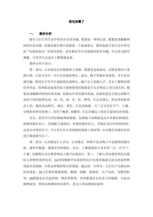 小学科学《面包发霉了》参考教案2
