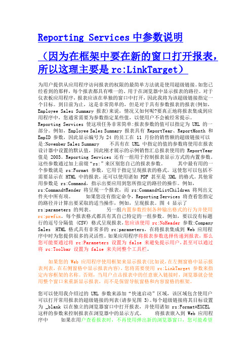 Reporting Services中参数说明