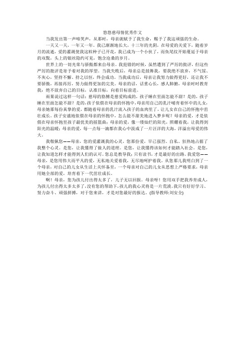 悠悠慈母情优秀作文