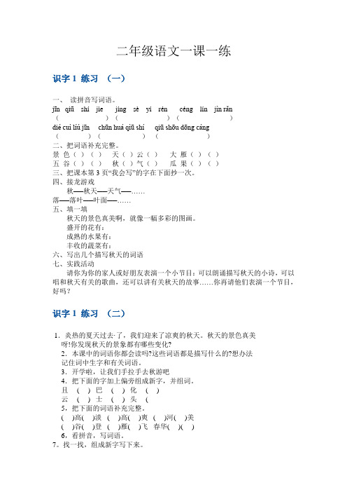 人教版二年级上册课课练