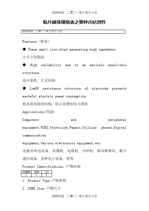 贴片磁珠规格