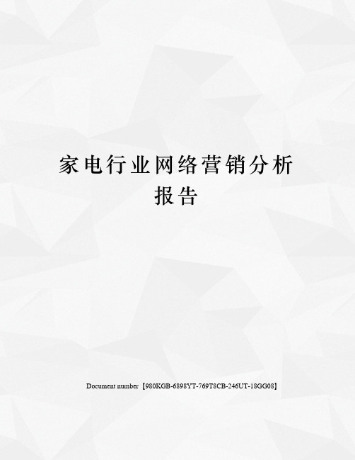 家电行业网络营销分析报告