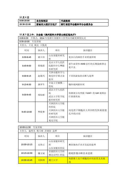 【VIP专享】2014年浙江省眼科学术年会日程表