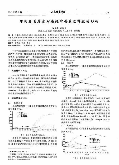 不同覆盖厚度对底泥中营养盐释放的影响