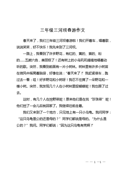 三年级三河坝春游作文