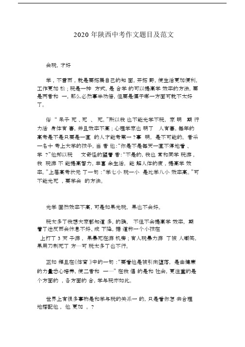 陕西初中中考精品作文题目及精选范文.doc
