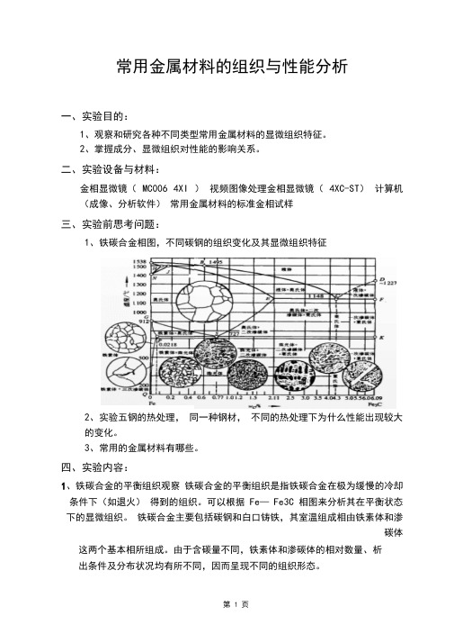 常见金属材料的组织与性能分析