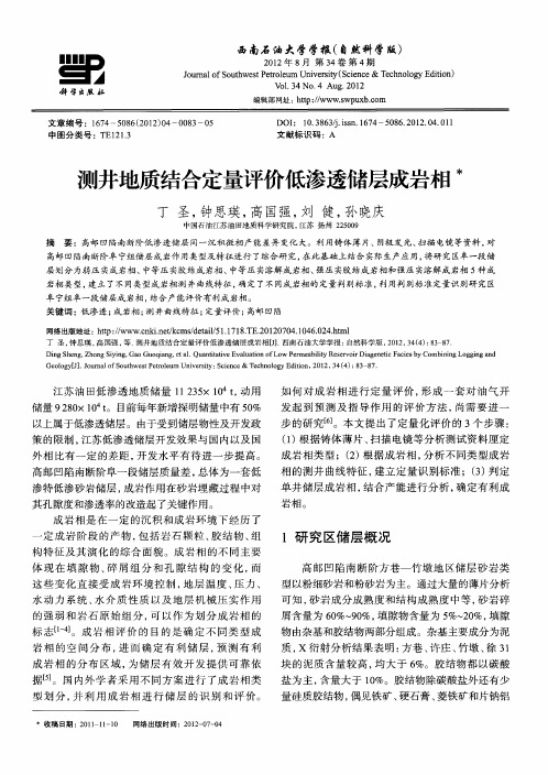 测井地质结合定量评价低渗透储层成岩相