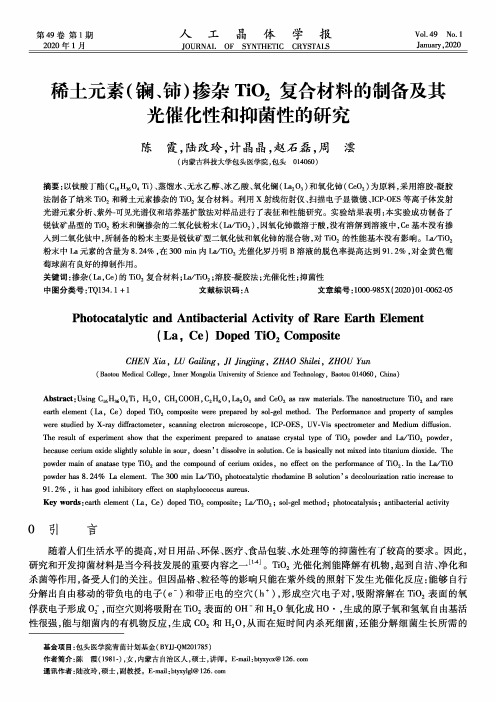 稀土元素(镧、铈)掺杂tio2复合材料的制备及其光催化性和抑菌性的研究