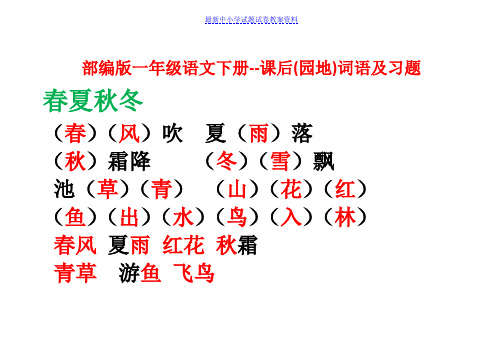 精品部编本人教版小学版一年级语文下册--课后(园地)词语及习题Word版