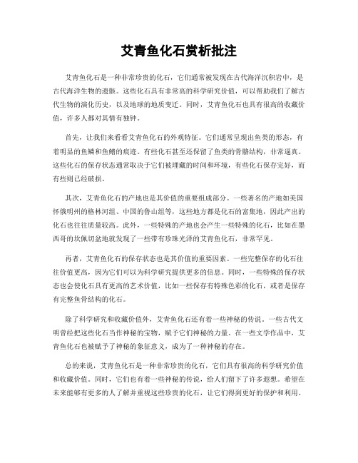 艾青鱼化石赏析批注