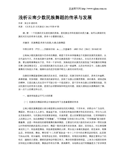 浅析云南少数民族舞蹈的传承与发展